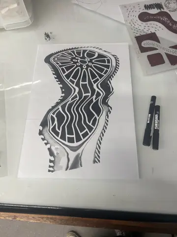 Exposed silk screen with stencil design