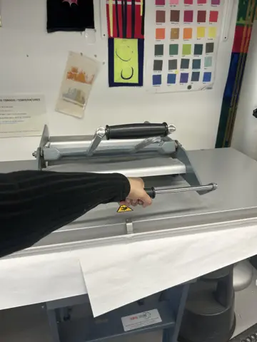 Heat press fixing the printed fabric