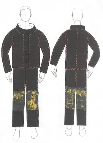Illustrated lineup with stitched details